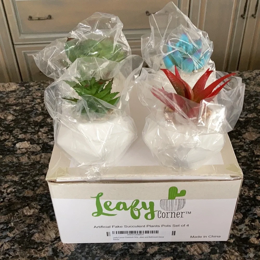 LEAFY CORNER ARTIFICIAL FAKE SUCCULENT PLANTS POTS NWT